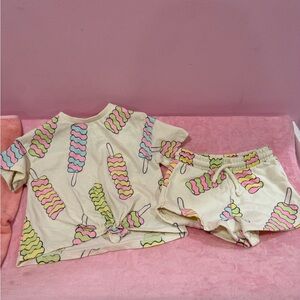 Zara Kids Ice Cream Print Matching Set - Cream, Pink, Green, Blue